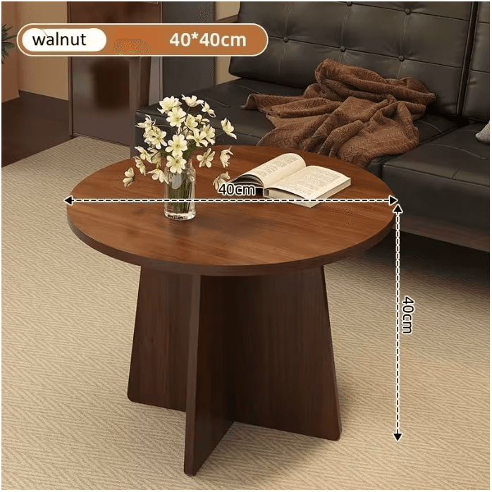Lot de 2 tables basses rondes noyer vue 3