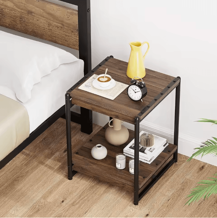 Table d'appoint 2 niveaux noyer