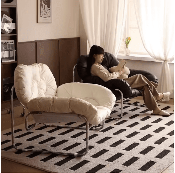 Fauteuil individuel en cuir style nordique noir vue 4