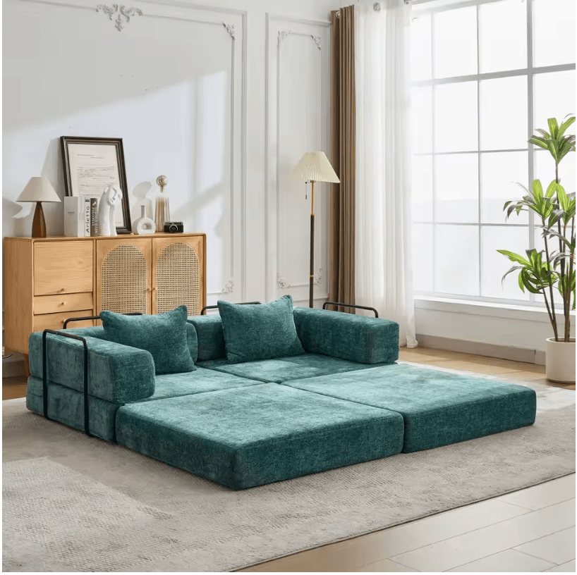 Canapé-lit modulaire chenille