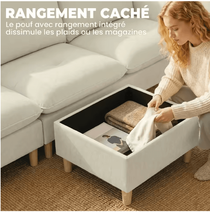 Canapé d'angle 3 places crème vue 4