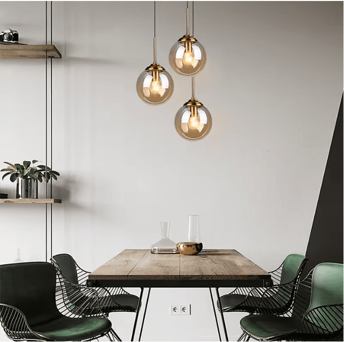 Lustre suspension en verre à globes