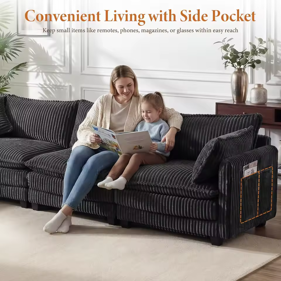 Canapé modulable en L style nuage gris anthracite vue 5
