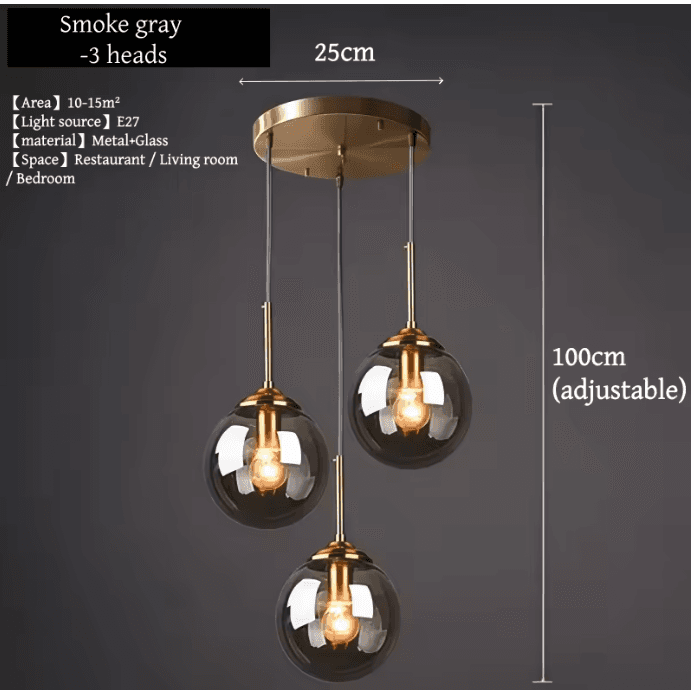 Lustre suspension en verre à globes vue 10