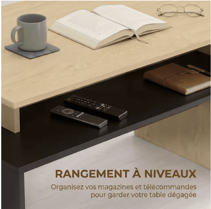 Table basse bicolore à niveaux décalés 4
