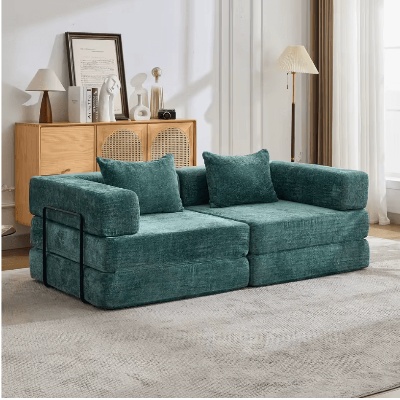 Canapé-lit modulaire chenille