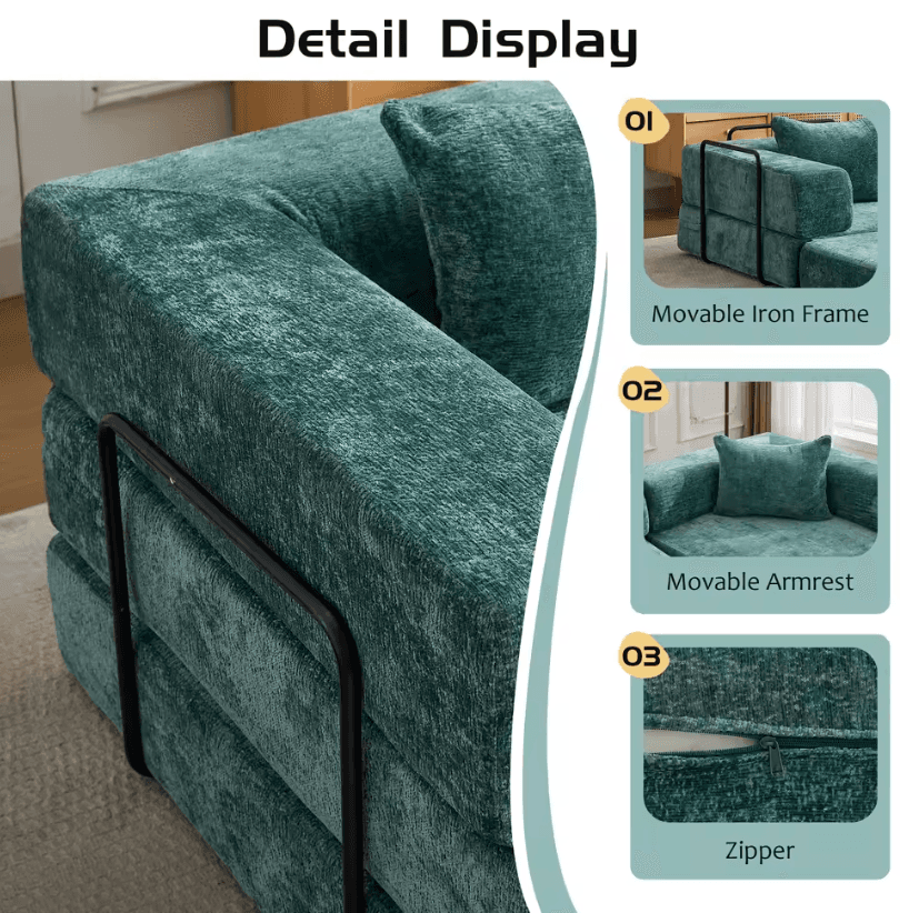 Canapé-lit modulaire chenille vue 4