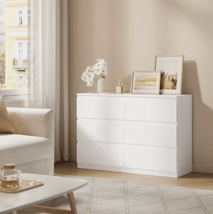 Commode blanche 6 tiroirs
