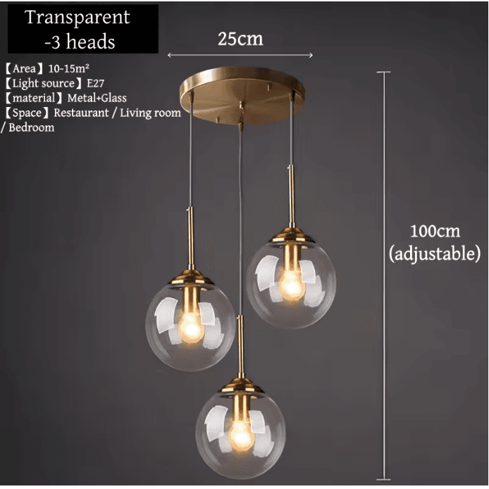 Lustre suspension en verre à globes vue 11