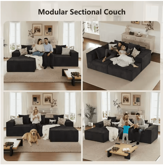 Canapé sectionnel convertible 3 places gris vue 3