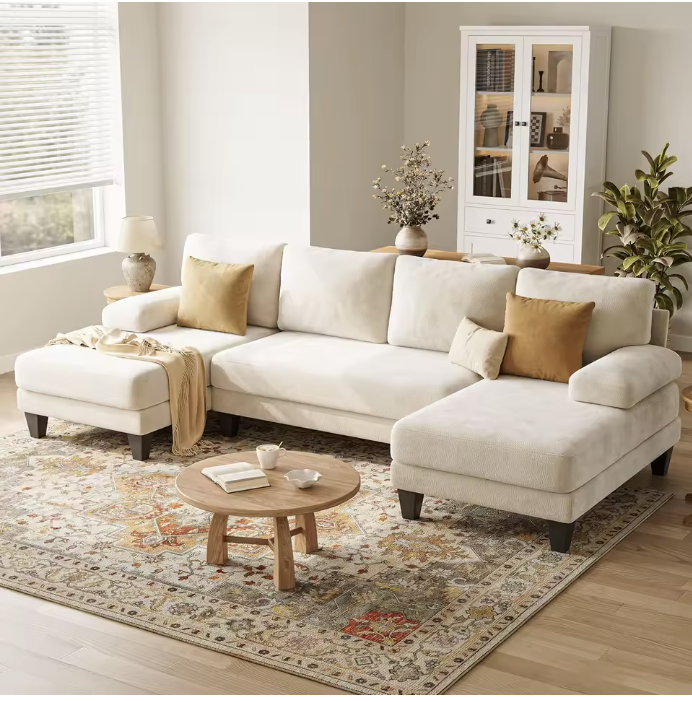 Canapé d'angle modulable en U beige