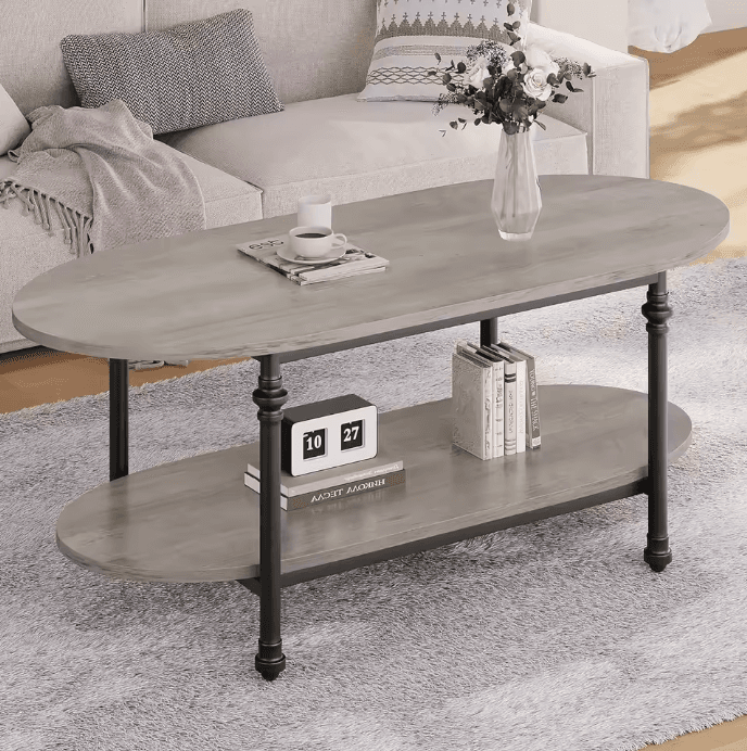 Table basse ovale vintage 2 niveaux
