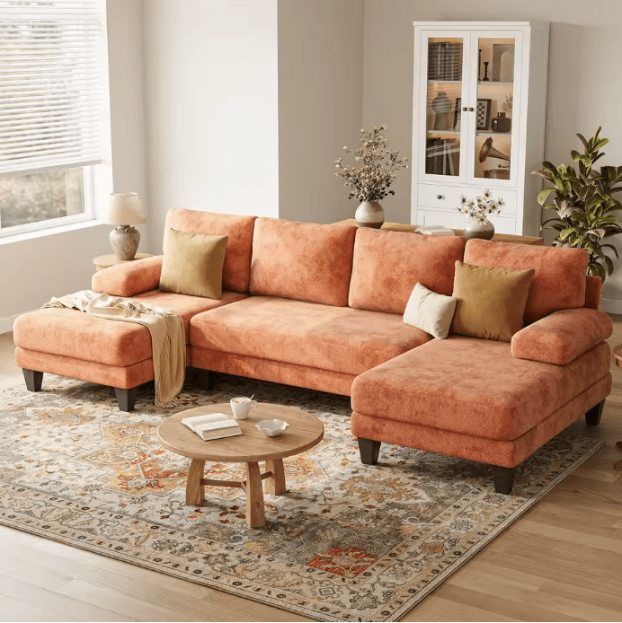 Canapé d'angle modulable en U brun