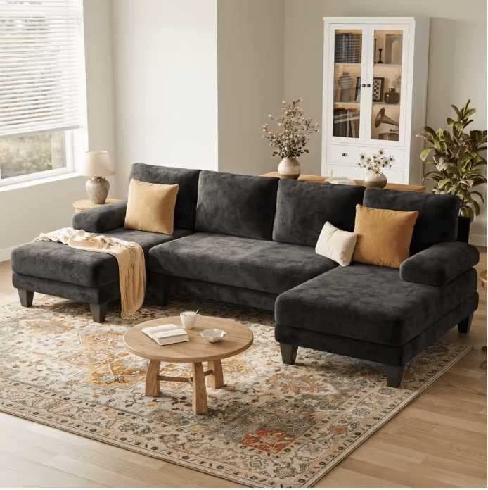 Canapé d'angle modulable en U noir